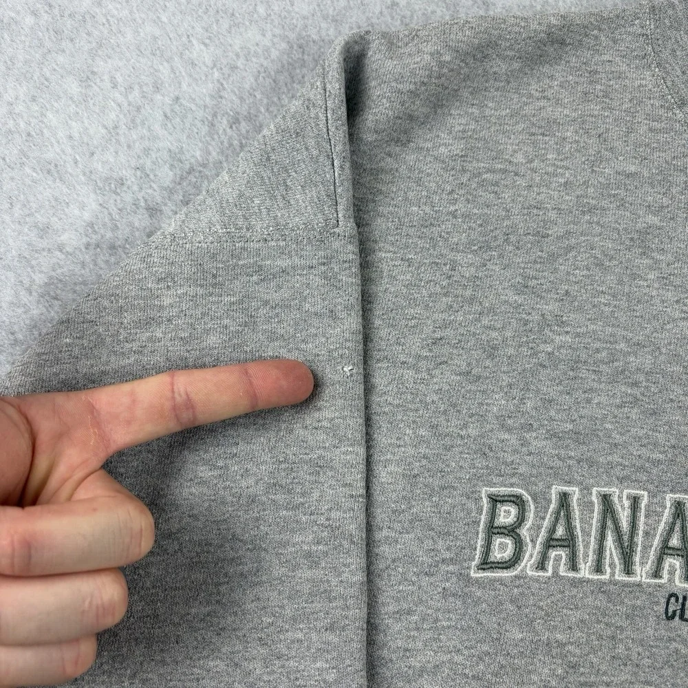 Vtg‎ Banana Republic Sweatshirt Mens Large Gray Embroidered Distressed 90s USA
